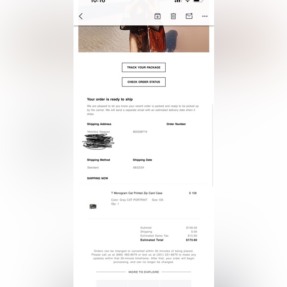 NWOT Tory Burch monogram cat print zip card - Picture 4 of 4